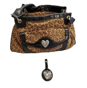vintage retro Bueno leopard print heart purse